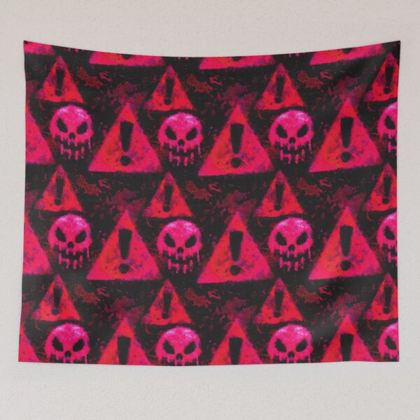 Item preview, Neon Grunge Skull Warning Symbol Pattern designed and sold by bubblegoth.