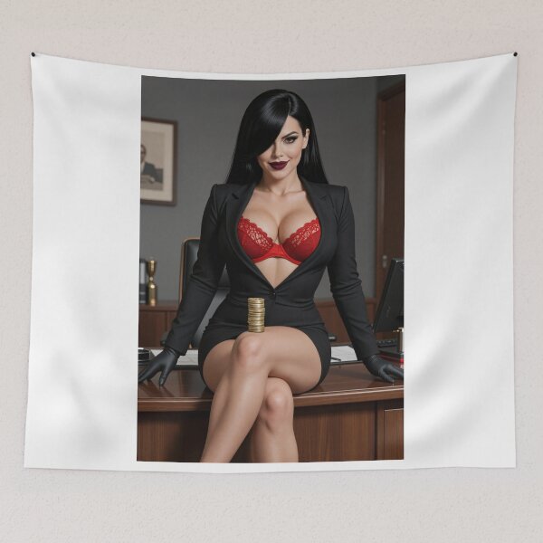 Item preview, Cassandra black suit red lace coins on knee designed and sold by CathryneDelamort.