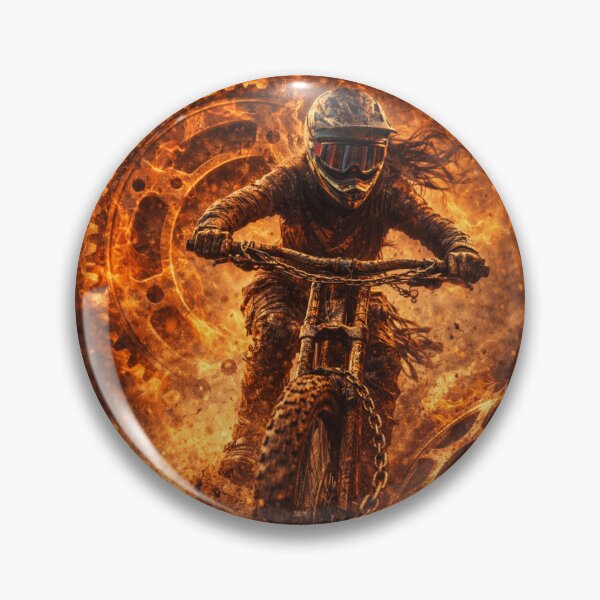 Item preview, DOWNHILL – Fire & Mud Female MTB Rider | Extreme Mountain Bike Art designed and sold by Fextreme.