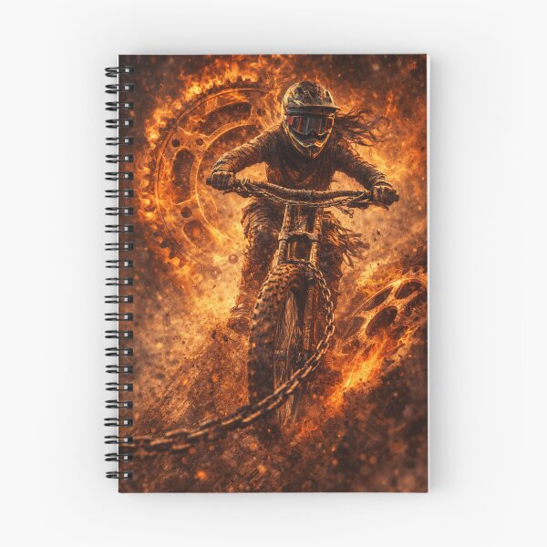 Item preview, DOWNHILL – Fire & Mud Female MTB Rider | Extreme Mountain Bike Art designed and sold by Fextreme.