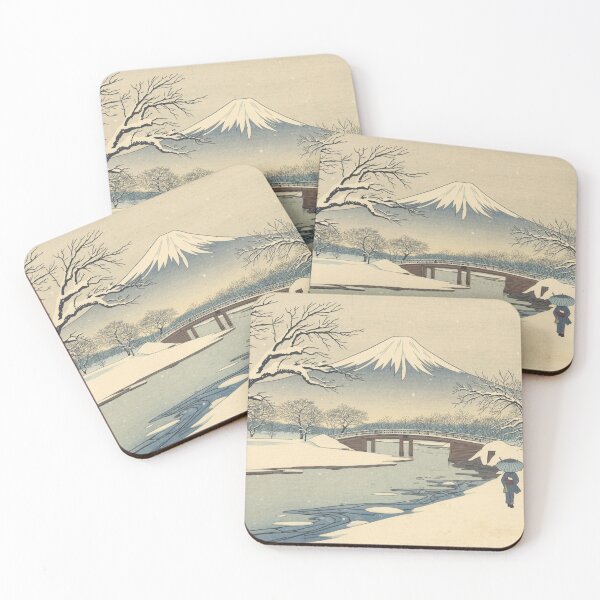 Item preview, Mount Fuji Snowy Riverbank Japanese Ukiyo-e Woodblock Print Edo Period Winter Landscape Art designed and sold by Vandy Fullam.