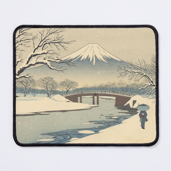 Item preview, Mount Fuji Snowy Riverbank Japanese Ukiyo-e Woodblock Print Edo Period Winter Landscape Art designed and sold by Vandy Fullam.