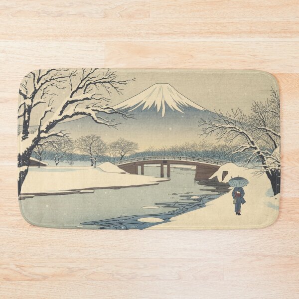 Item preview, Mount Fuji Snowy Riverbank Japanese Ukiyo-e Woodblock Print Edo Period Winter Landscape Art designed and sold by Vandy Fullam.