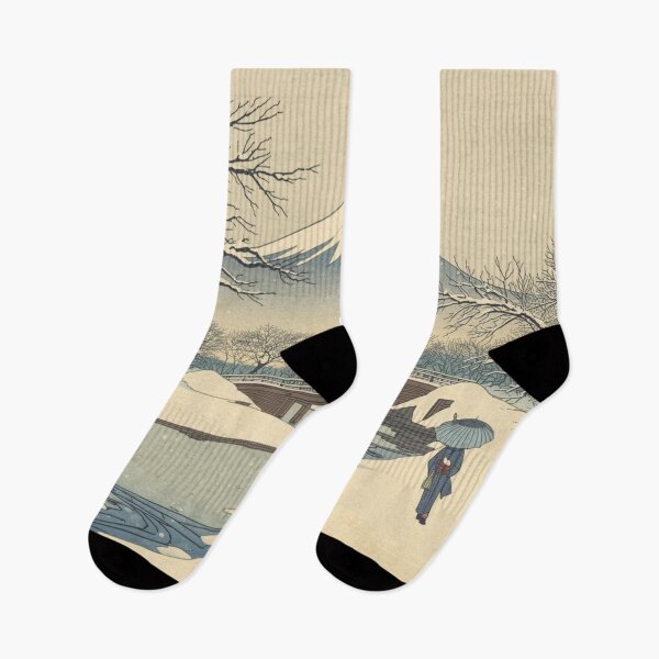 Item preview, Mount Fuji Snowy Riverbank Japanese Ukiyo-e Woodblock Print Edo Period Winter Landscape Art designed and sold by Vandy Fullam.