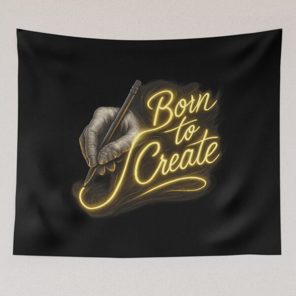 Item preview, Born to Create - Glowing Artist Hand Neon Sketch designed and sold by MKreative Studio.