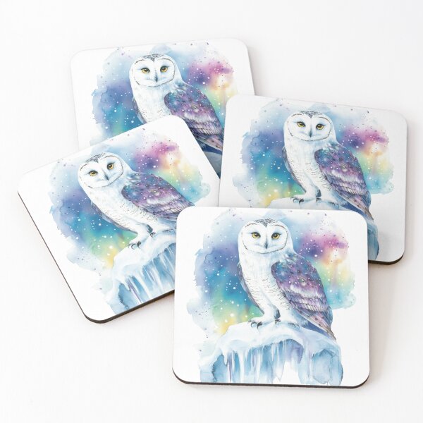 Item preview, Celestial Snowy Owl on Ice - Watercolor Galaxy Art designed and sold by CharlieDesings.