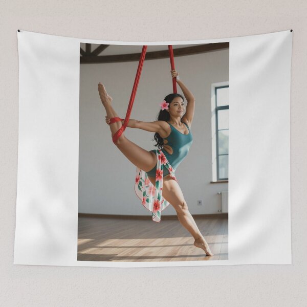 Item preview, Shanti aerialist floral balance studio pose designed and sold by CathryneDelamort.