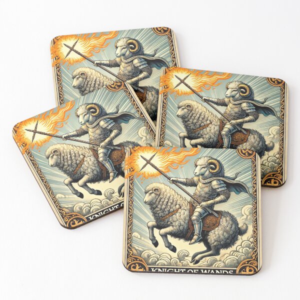 Item preview, Sheepism – Knight of Wands Tarot Card designed and sold by Thpoar.