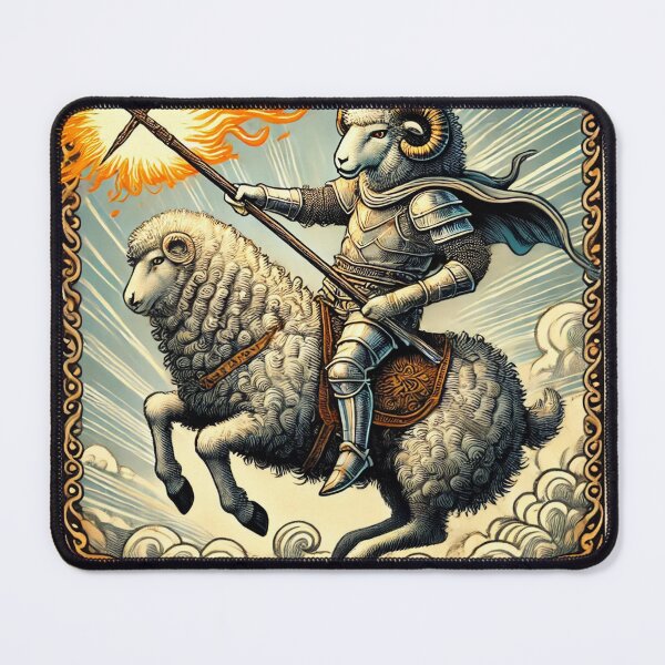 Item preview, Sheepism – Knight of Wands Tarot Card designed and sold by Thpoar.