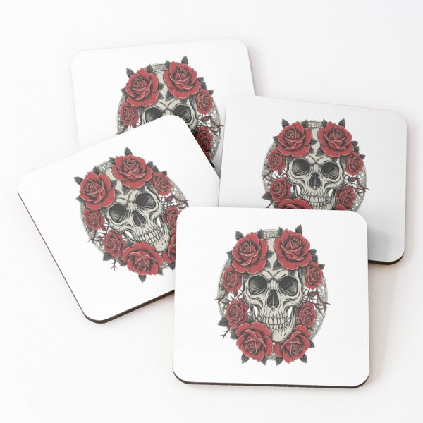 Item preview, Gothic Skull with Red Roses – Dark Aesthetic Floral Art designed and sold by Chuahan_Arts.