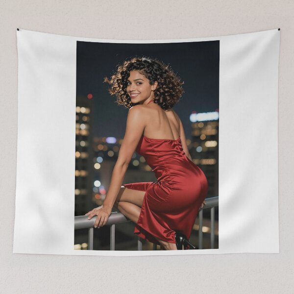 Item preview, Sarah curls red dress city night view designed and sold by CathryneDelamort.