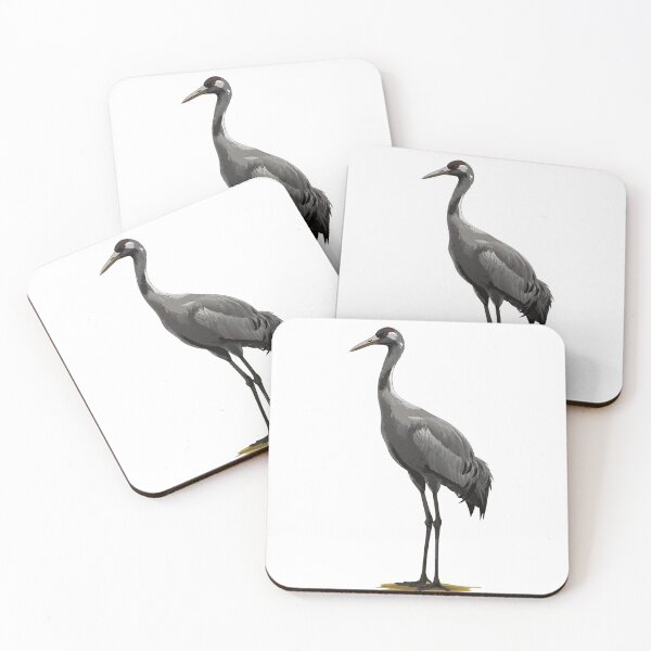 Item preview, Realistic Crane Bird Illustration – Elegant Wildlife Art on Black Background designed and sold by Royalsticker.