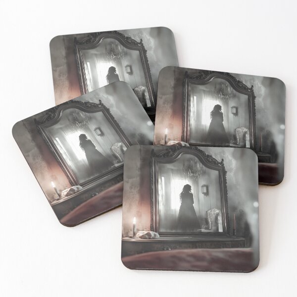 Item preview, Eerie Victorian Bedroom with Ghostly Reflection designed and sold by GildedPagesCo.