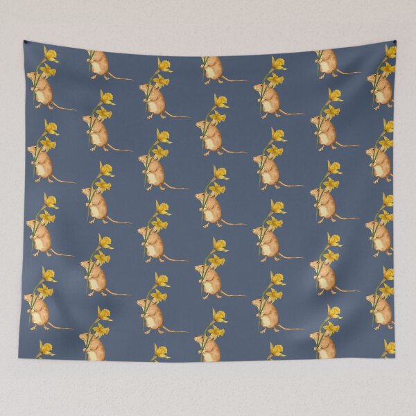 Item preview, Cute MOUSE Holding Two Daffodil Flowers, Narcissus designed and sold by JoyfulWhimsy.