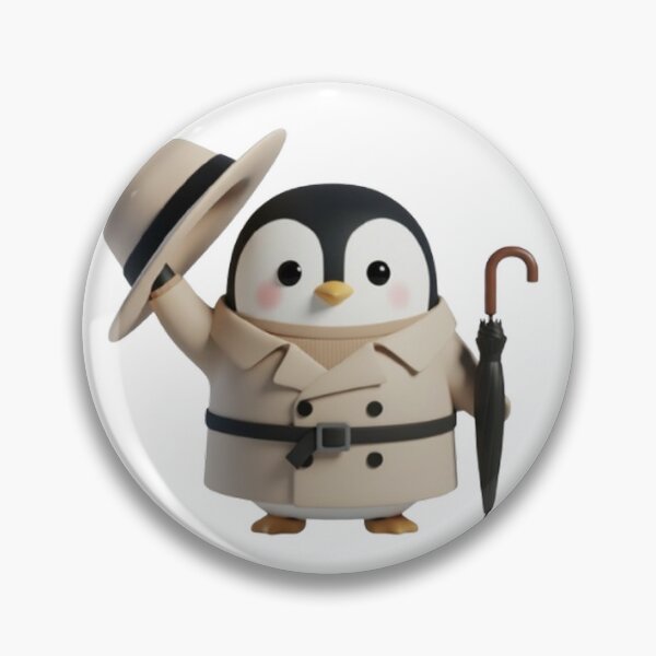 Item preview, POODY Trench – Cute Penguin in Classic Trench Coat (Waving Hello) designed and sold by HNstory.