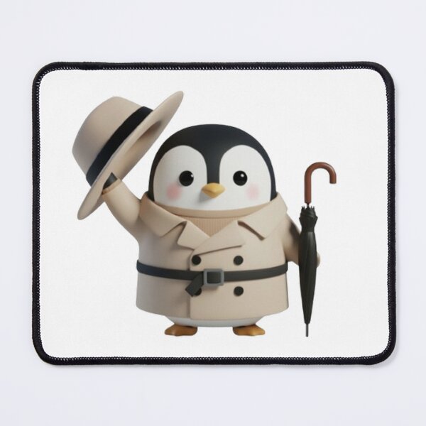 Item preview, POODY Trench – Cute Penguin in Classic Trench Coat (Waving Hello) designed and sold by HNstory.