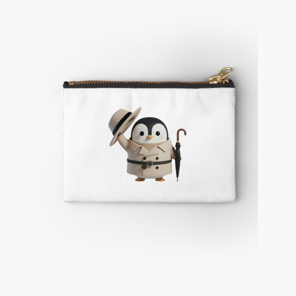 Item preview, POODY Trench – Cute Penguin in Classic Trench Coat (Waving Hello) designed and sold by HNstory.
