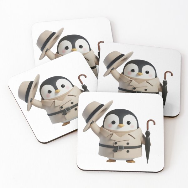 Item preview, POODY Trench – Cute Penguin in Classic Trench Coat (Waving Hello) designed and sold by HNstory.