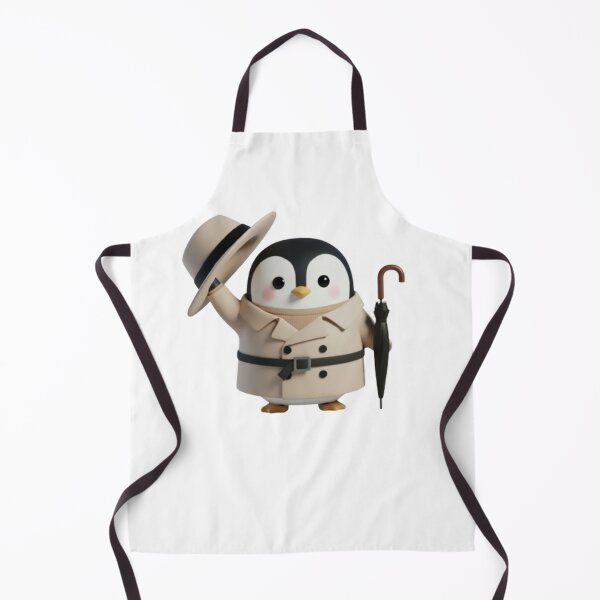 Item preview, POODY Trench – Cute Penguin in Classic Trench Coat (Waving Hello) designed and sold by HNstory.