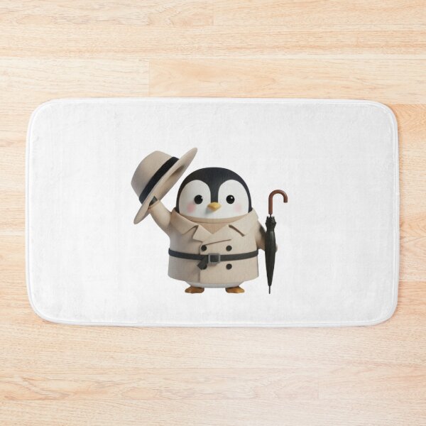 Item preview, POODY Trench – Cute Penguin in Classic Trench Coat (Waving Hello) designed and sold by HNstory.