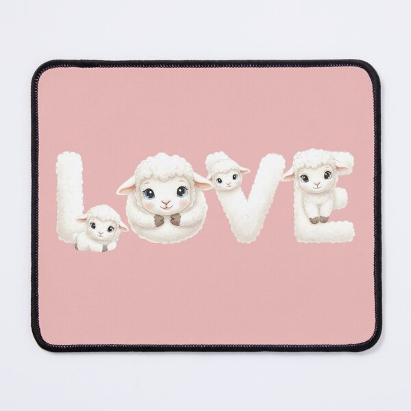 Item preview, "LOVE" Lettering with Cute Baby Lambs - Sweet Farm Animal Design designed and sold by VibranPalette.