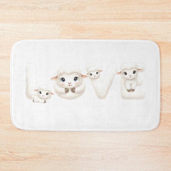 Item preview, "LOVE" Lettering with Cute Baby Lambs - Sweet Farm Animal Design designed and sold by VibranPalette.