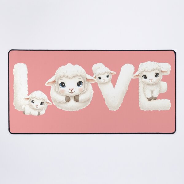 Item preview, "LOVE" Lettering with Cute Baby Lambs - Sweet Farm Animal Design designed and sold by VibranPalette.
