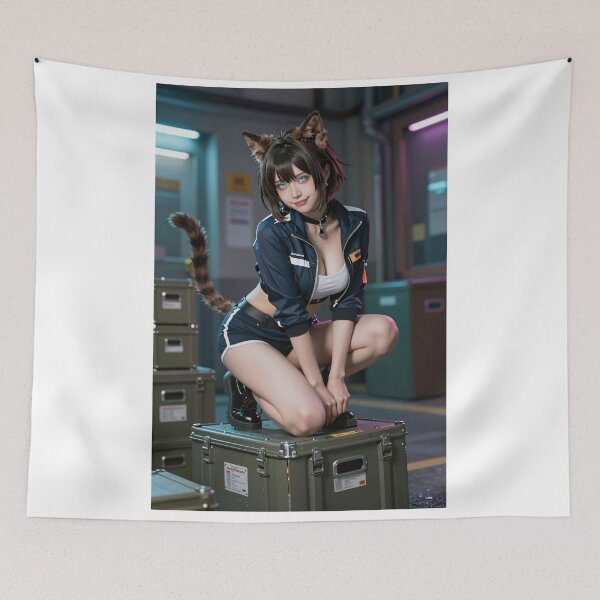 Item preview, Fox girl in tracksuit finds balance amid crates designed and sold by CathryneDelamort.