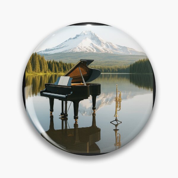 Item preview, Grand Piano & Trumpet Reflected on a Mountain Lake designed and sold by MySheetMusicArt.