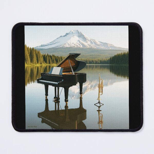 Item preview, Grand Piano & Trumpet Reflected on a Mountain Lake designed and sold by MySheetMusicArt.