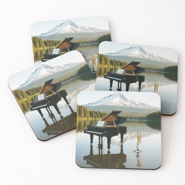 Item preview, Grand Piano & Trumpet Reflected on a Mountain Lake designed and sold by MySheetMusicArt.