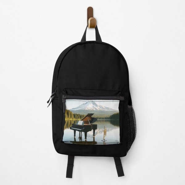 Item preview, Grand Piano & Trumpet Reflected on a Mountain Lake designed and sold by MySheetMusicArt.