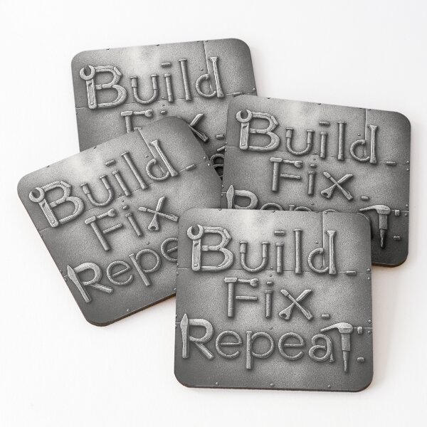 Item preview, Build Fix Repeat - Industrial Tool Typography designed and sold by MKreative Studio.