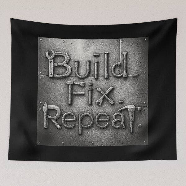 Item preview, Build Fix Repeat - Industrial Tool Typography designed and sold by MKreative Studio.