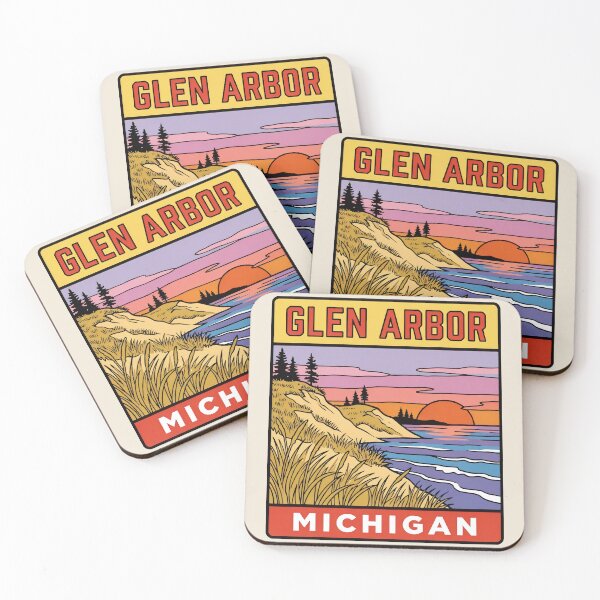 Item preview, Glen Arbor Michigan - Vintage Lake Michigan Sunset Design designed and sold by TheOldMittenIllustrated.