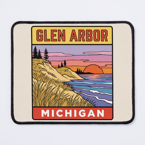 Item preview, Glen Arbor Michigan - Vintage Lake Michigan Sunset Design designed and sold by TheOldMittenIllustrated.