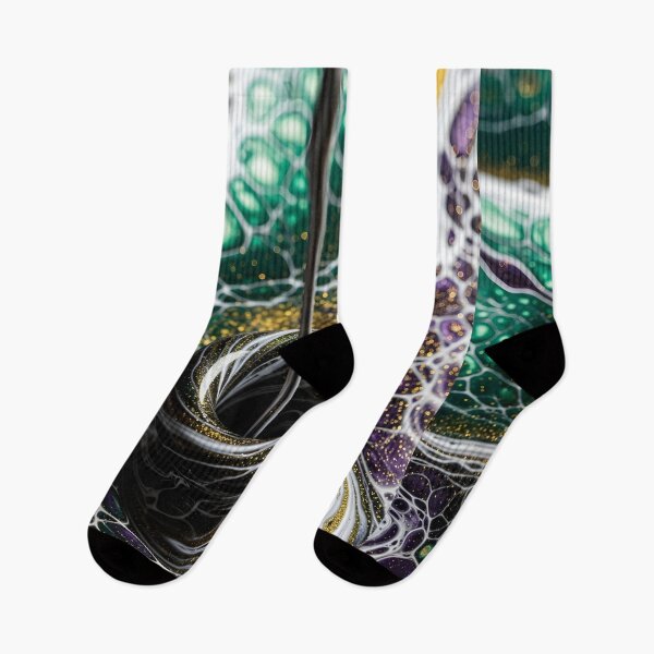 Item preview, Abstract Fluid Pour Art with Green Purple and Gold Acrylic Texture designed and sold by StylePulsez.