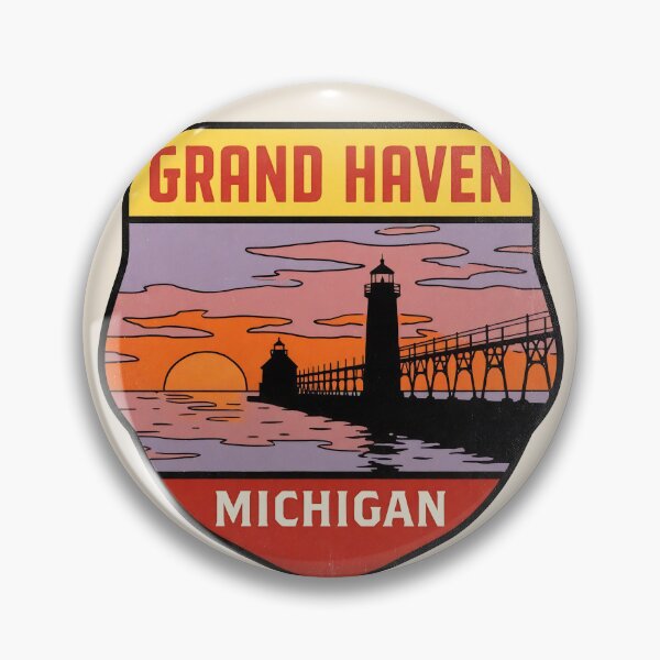 Item preview, Grand Haven Michigan - Vintage Lake Michigan Sunset Design designed and sold by TheOldMittenIllustrated.