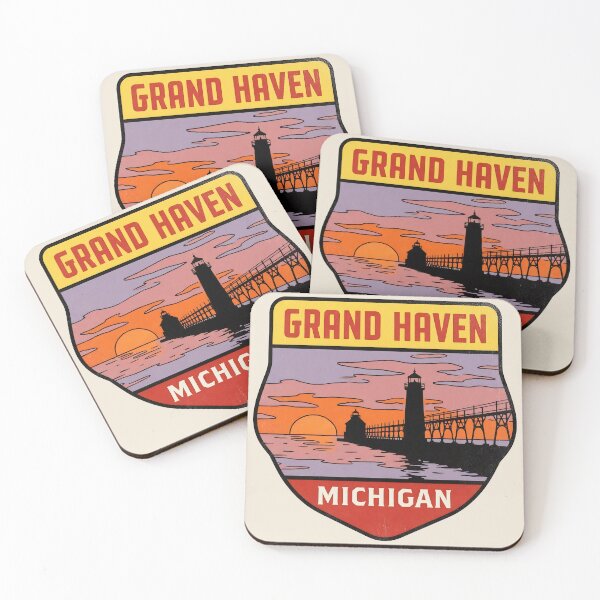Item preview, Grand Haven Michigan - Vintage Lake Michigan Sunset Design designed and sold by TheOldMittenIllustrated.