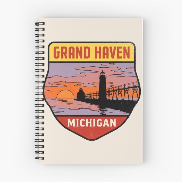 Item preview, Grand Haven Michigan - Vintage Lake Michigan Sunset Design designed and sold by TheOldMittenIllustrated.