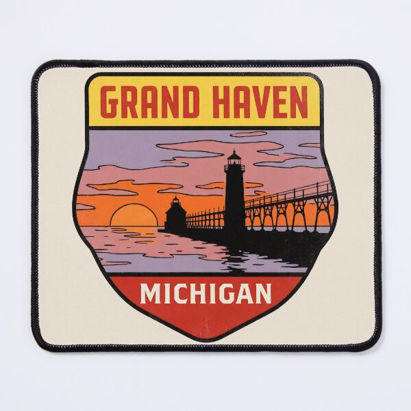 Item preview, Grand Haven Michigan - Vintage Lake Michigan Sunset Design designed and sold by TheOldMittenIllustrated.