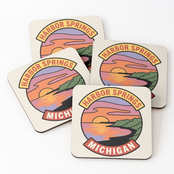 Item preview, Harbor Springs Michigan - Vintage Lake Michigan Sunset Design designed and sold by TheOldMittenIllustrated.