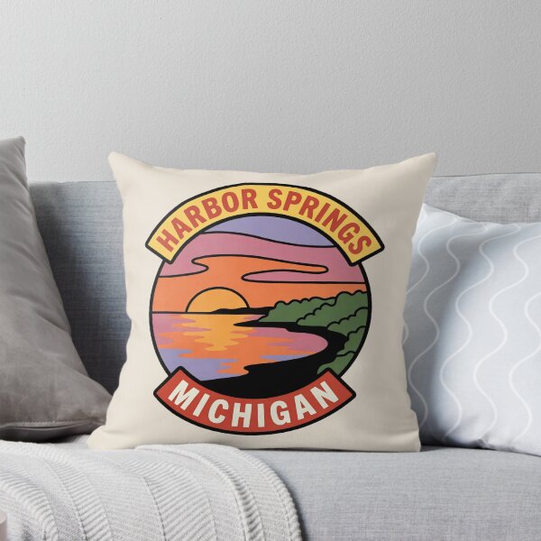 Item preview, Harbor Springs Michigan - Vintage Lake Michigan Sunset Design designed and sold by TheOldMittenIllustrated.
