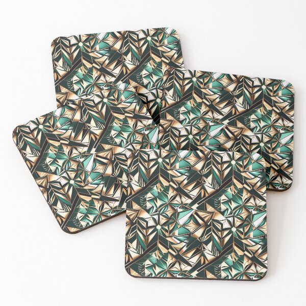 Item preview, Art Deco Emerald Gold Geometric Fan Pattern designed and sold by SketchNStyle.