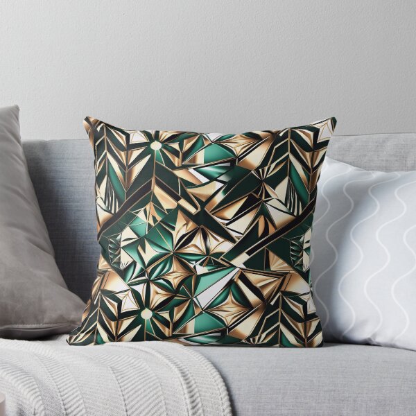 Item preview, Art Deco Emerald Gold Geometric Fan Pattern designed and sold by SketchNStyle.