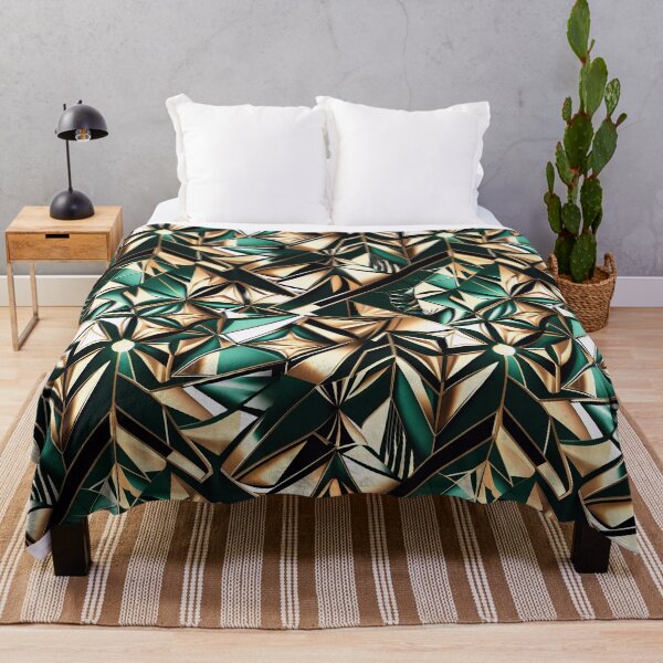 Item preview, Art Deco Emerald Gold Geometric Fan Pattern designed and sold by SketchNStyle.