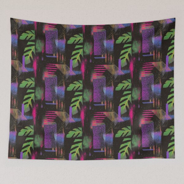 Item preview, Neon Tropical Grunge Collage Pattern designed and sold by bubblegoth.