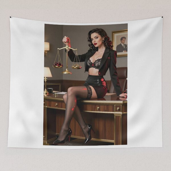Item preview, Mujer con traje negro y balanza designed and sold by CathryneDelamort.