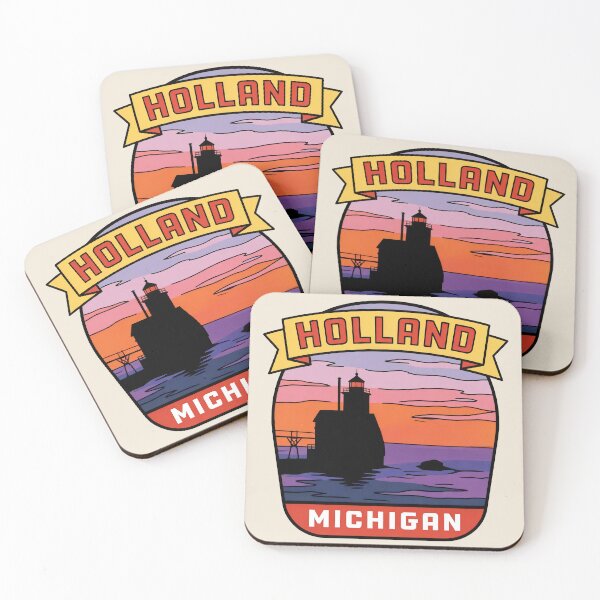 Item preview, Holland Michigan - Vintage Lake Michigan Sunset Design designed and sold by TheOldMittenIllustrated.