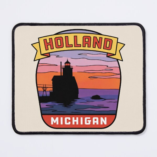 Item preview, Holland Michigan - Vintage Lake Michigan Sunset Design designed and sold by TheOldMittenIllustrated.